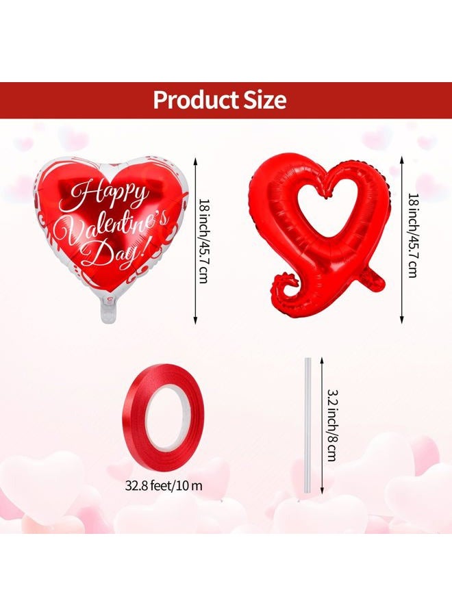 ADXCO 20 Pieces Happy Valentines Day Balloons Red and Pink Aluminum Foil Balloons Heart Shaped Balloons and Hook I Love You Balloons with Ribbon for Valentines Day Wedding Decor Romantic Photo Props - Image 3