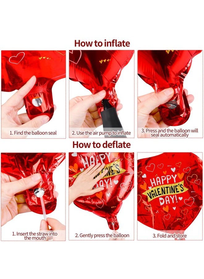 ADXCO 20 Pieces Happy Valentines Day Balloons Red and Pink Aluminum Foil Balloons Heart Shaped Balloons and Hook I Love You Balloons with Ribbon for Valentines Day Wedding Decor Romantic Photo Props - Image 4
