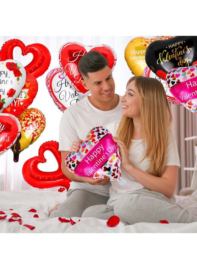 ADXCO 20 Pieces Happy Valentines Day Balloons Red and Pink Aluminum Foil Balloons Heart Shaped Balloons and Hook I Love You Balloons with Ribbon for Valentines Day Wedding Decor Romantic Photo Props - Image 5