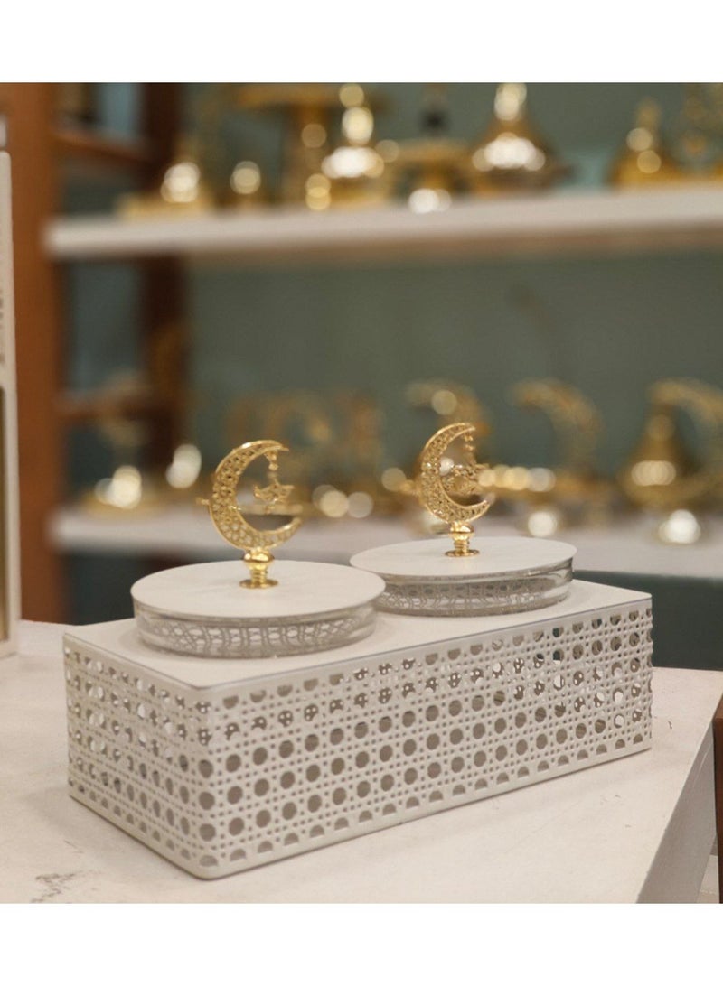 NAMA Ramadan date or sugar treats, 2 glass bowls with metal lids - Image 3