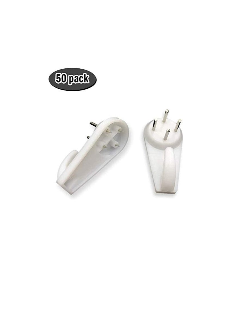 Non Trace Wall Hooks, Hard Wall Hooks,Non Trace White Hard Wall Picture Hooks Hardwall Painting Hangers(50 Pack) - Image 2