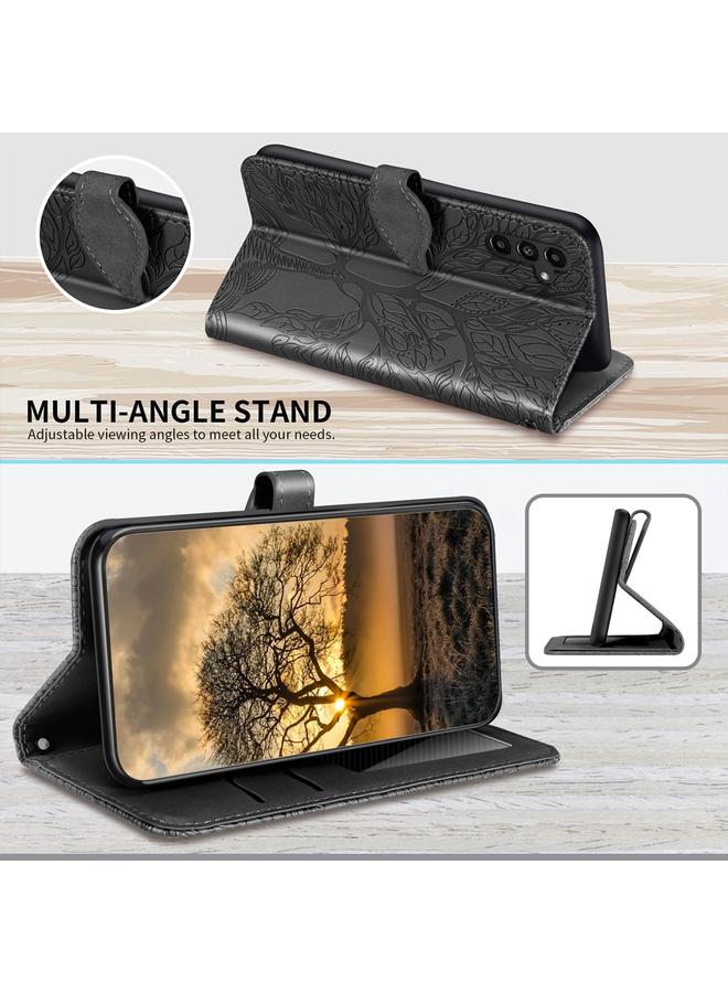 S-TOP Case For Samsung Galaxy A25 5G Life Tree Embossing Pattern Leather Phone Case - Image 5