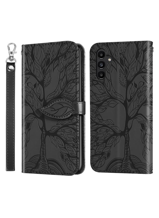S-TOP Case For Samsung Galaxy A25 5G Life Tree Embossing Pattern Leather Phone Case - Image 1