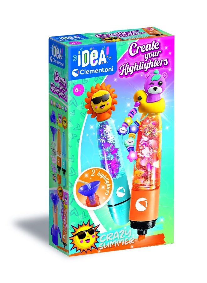 Clementoni Idea Create Your Highlighter - Crazy Summer | Do it Yourself | DIY Craft Kit | Educational & Learning | Creative Gift for Kids and Adults - Image 1