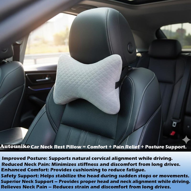 AUTOUNIKO Velvet Soft car Neck Pillow for Travel, Travel Rest Pillow/Cushion Set of Pillows Compatible with All Cars - Pack of 2 Pieces (Grey) - Image 5