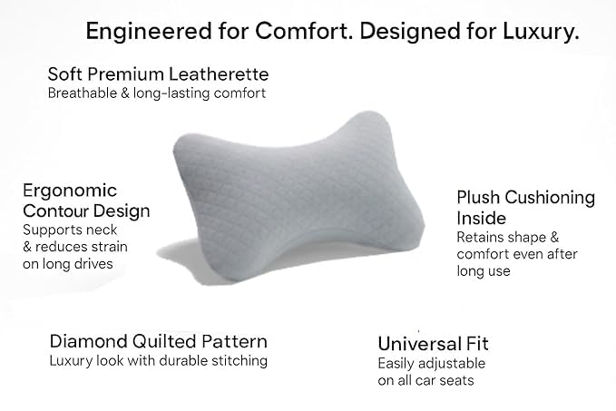 AUTOUNIKO Velvet Soft car Neck Pillow for Travel, Travel Rest Pillow/Cushion Set of Pillows Compatible with All Cars - Pack of 2 Pieces (Grey) - Image 4