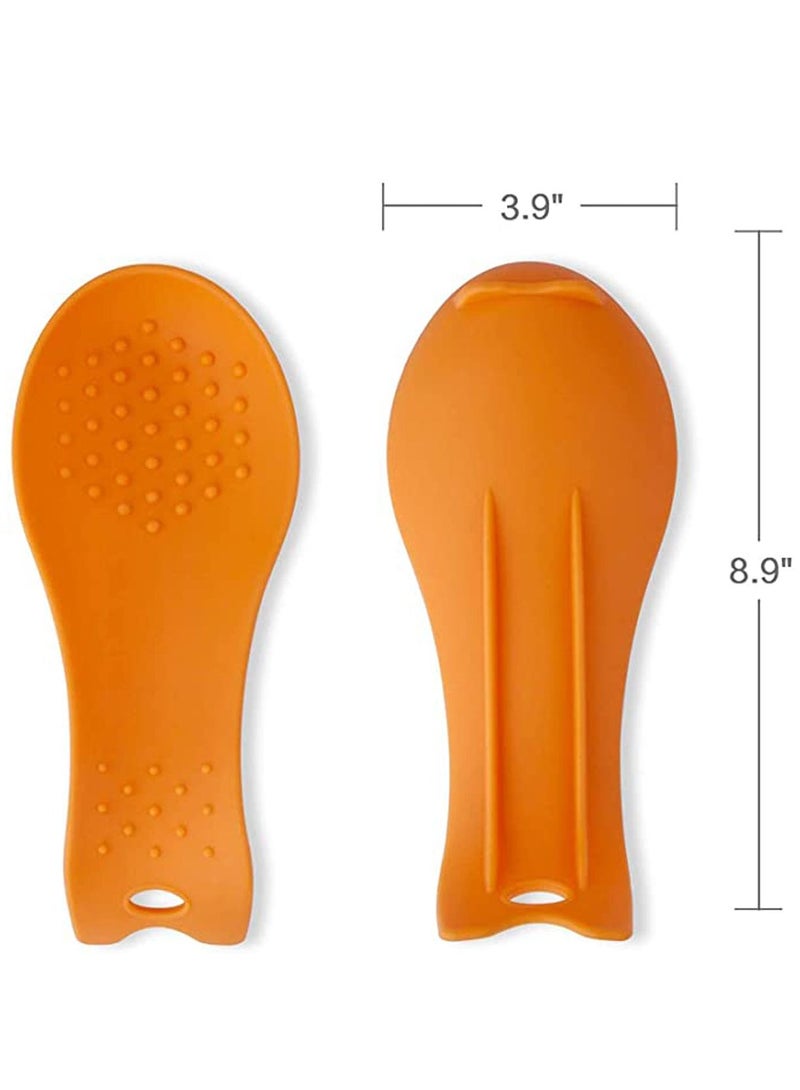 KASTWAVE Silicone Spoon Rests, 2 Pack Big Flexible Almond-Shaped Spoon Holder for Kitchen Cooking Utensil Rest Ladle Spoon Holder for Countertop Vibrant Colors 7.68 X 3.74 inches - Image 5