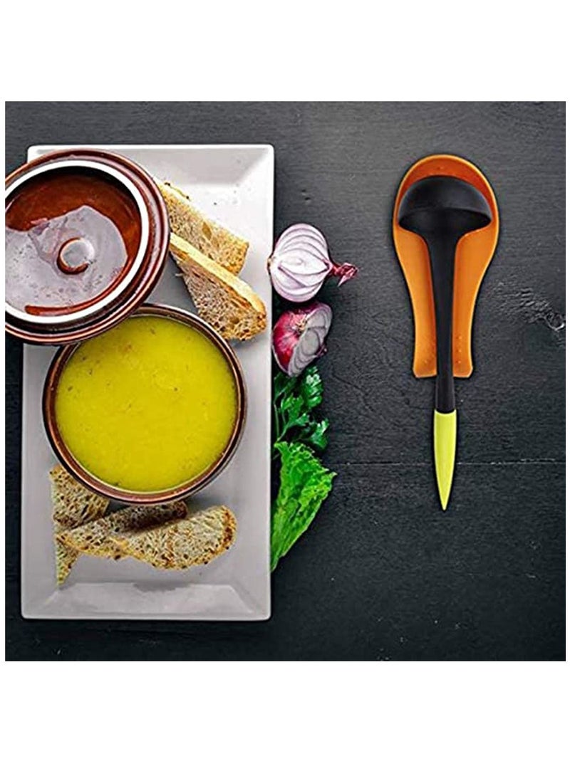 KASTWAVE Silicone Spoon Rests, 2 Pack Big Flexible Almond-Shaped Spoon Holder for Kitchen Cooking Utensil Rest Ladle Spoon Holder for Countertop Vibrant Colors 7.68 X 3.74 inches - Image 3