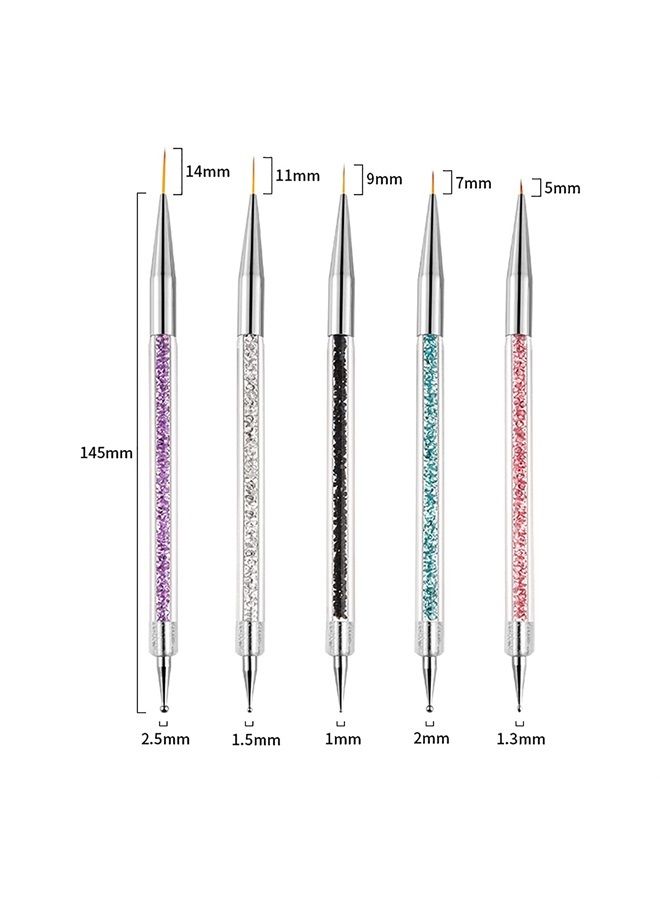 WOKOTO 10 Pcs Nail Ombre Brushes For Acrylic Nails Nail Art Brushes Kit With 4 Nail Sponges Tips Gradient Nail Brushes Ombre 5 Size 2 Way Nail Liner Brushes And Nail Dotting Tools Kit - Image 5