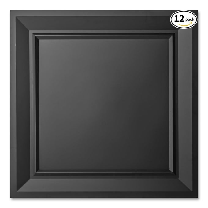 24 X 24 DROP CEILING TILES 12 PACK DROP IN SYSTEM HIGH GRADE PVC WALL PANELS FIRE RATED WATERPROOF LIGHT WEIGHT PREVENT BREAKAGE COVER 48 SQFT BLACK