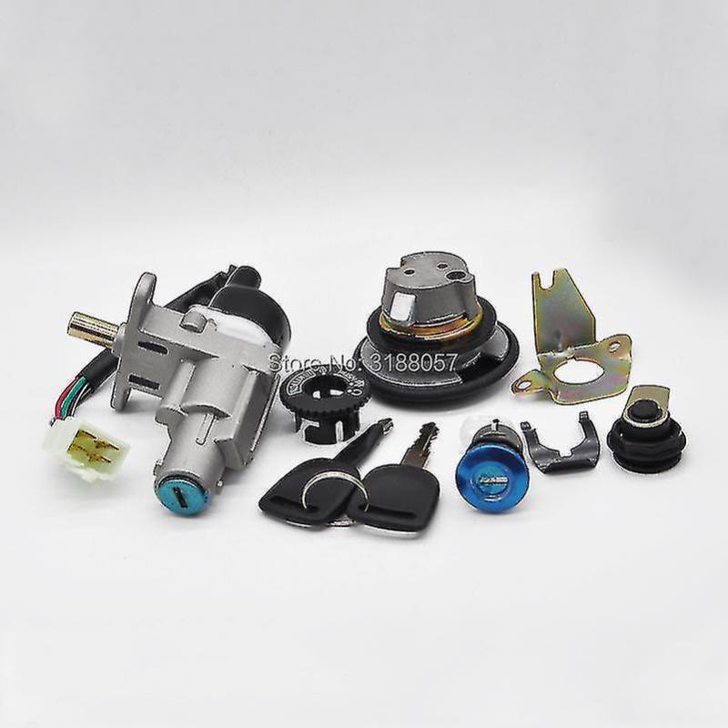 Ignition Switch: 4 Pin Ports, 24.5cm Cable, Durable Metal Plastic Lock Set - Universal Fit, Easy Installation, GY6 & Chinese 50cc 150cc Scooter Moped Replacement Parts for Seat Gas Glove Box Security - Image 1