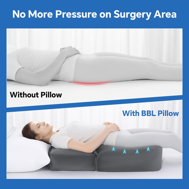 HOMBYS Extra Long BBL Pillow After Surgery for Sleeping & Sitting, Brazilian Butt Lift Pillow with Extended Back Support, BBL Chair with Hole, Mixed Filling (High-Density Foam + Soft Shredded Fill) - Image 5