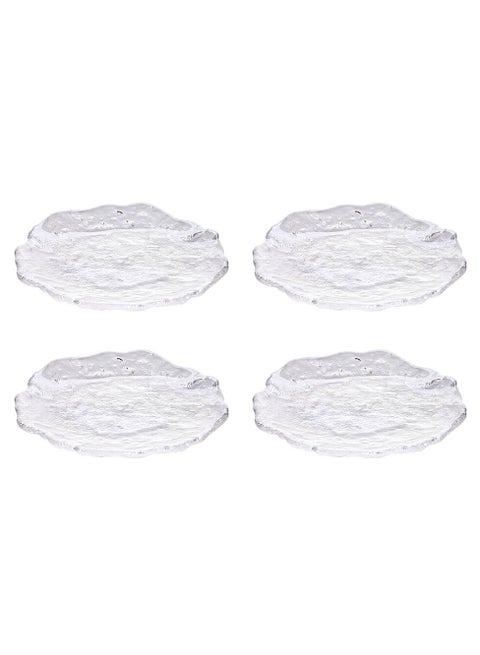 4-Piece Glass Dinner Plates Set Clear/White
15 cm