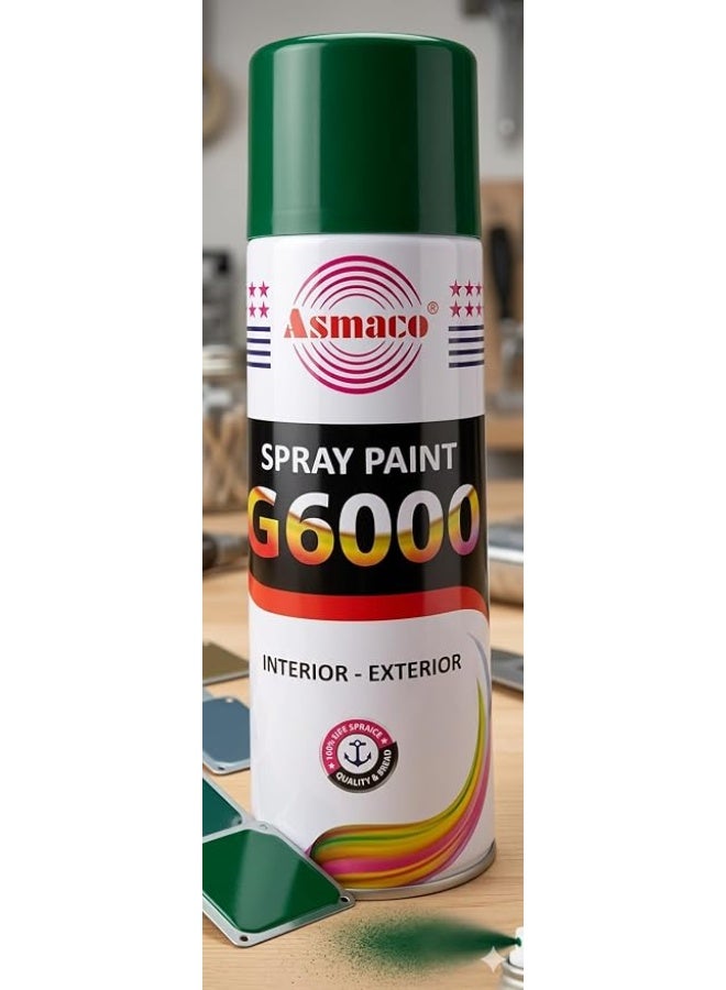 My souq Asmaco G6000 Interior & Exterior Spray Paint - Green, Quick-Drying Premium Aerosol Paint and Solvent