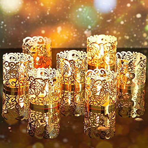 Cunhill Tealight Votive Wrap Votive Candle Holders Laser Cutting Paper Candle Holder for Table LED Tealight Decor Party Wedding Gold100 Pieces - Image 1