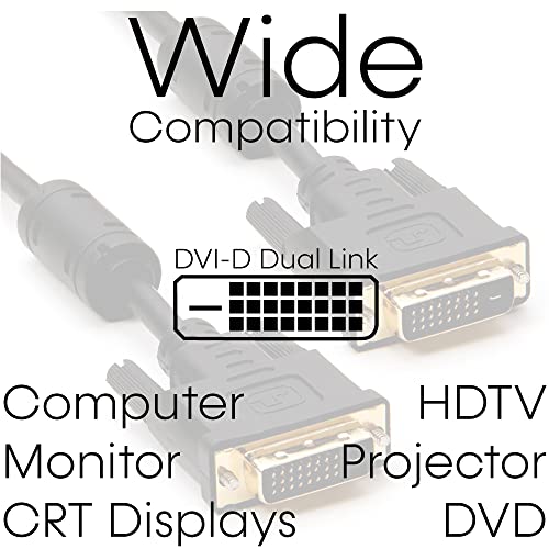 Cmple - DVI Cable 15ft, DVI to DVI Dual Link Monitor Cable Digital (24+1) Male DVI Cable for Gaming PC, Laptop, Projector, DVD, Monitor - Black - Image 4