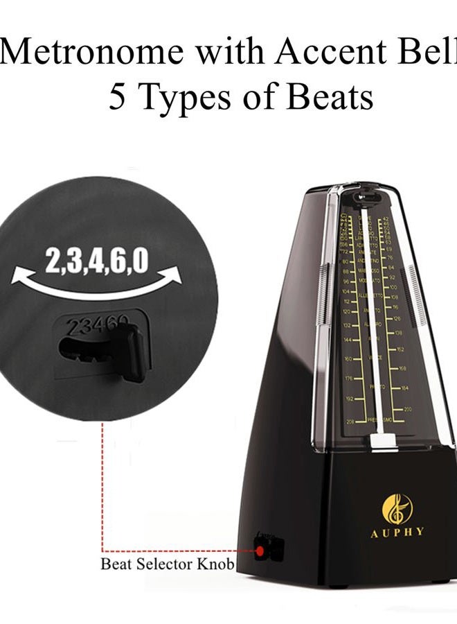 AUPHY Mechanical Metronome with Accent Bell, Classic Shape, Accurate Beat, Multiple Beat Modes, Suitable for Guitar Piano Drums Violin Saxophone etc - Image 3