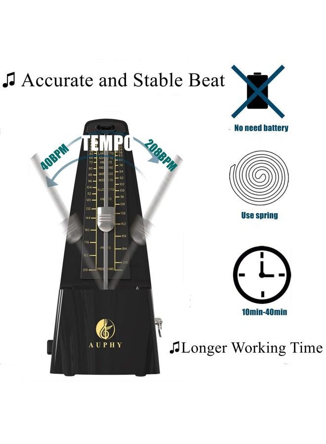 AUPHY Mechanical Metronome with Accent Bell, Classic Shape, Accurate Beat, Multiple Beat Modes, Suitable for Guitar Piano Drums Violin Saxophone etc - Image 5