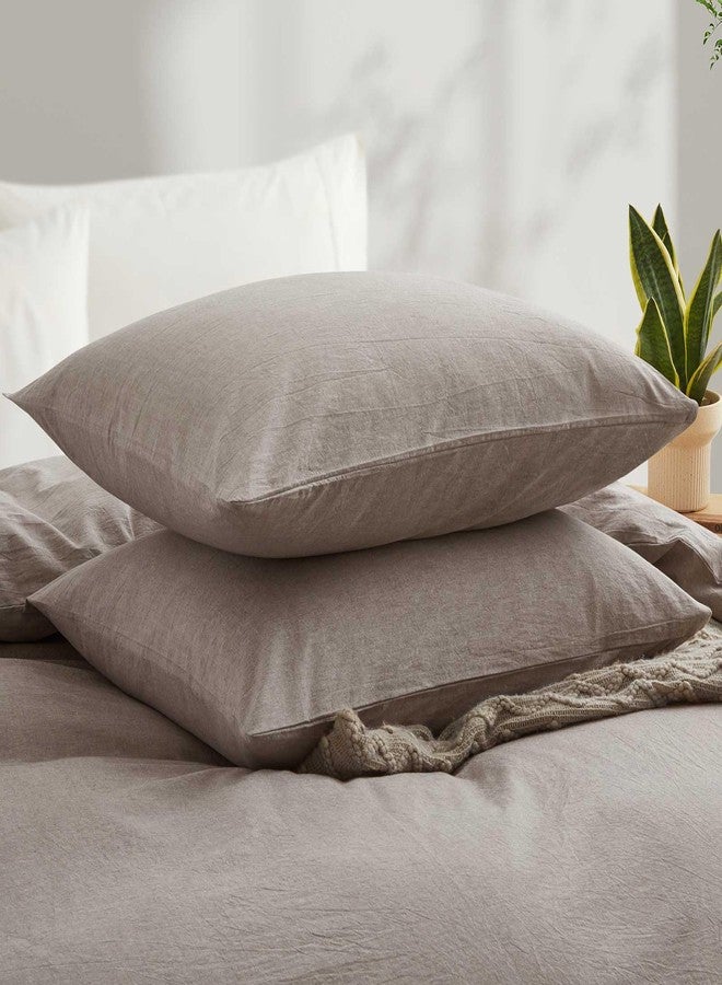 LOVQUE 100% Cotton Duvet Cover King Size, Mauve Brown Linen-Like Natural Bedding Set with Zipper Closure (No Comforter), King Size, Duvet Cover (104"x90") x 1, Pillowsham(20"x36") x 2 - Image 3