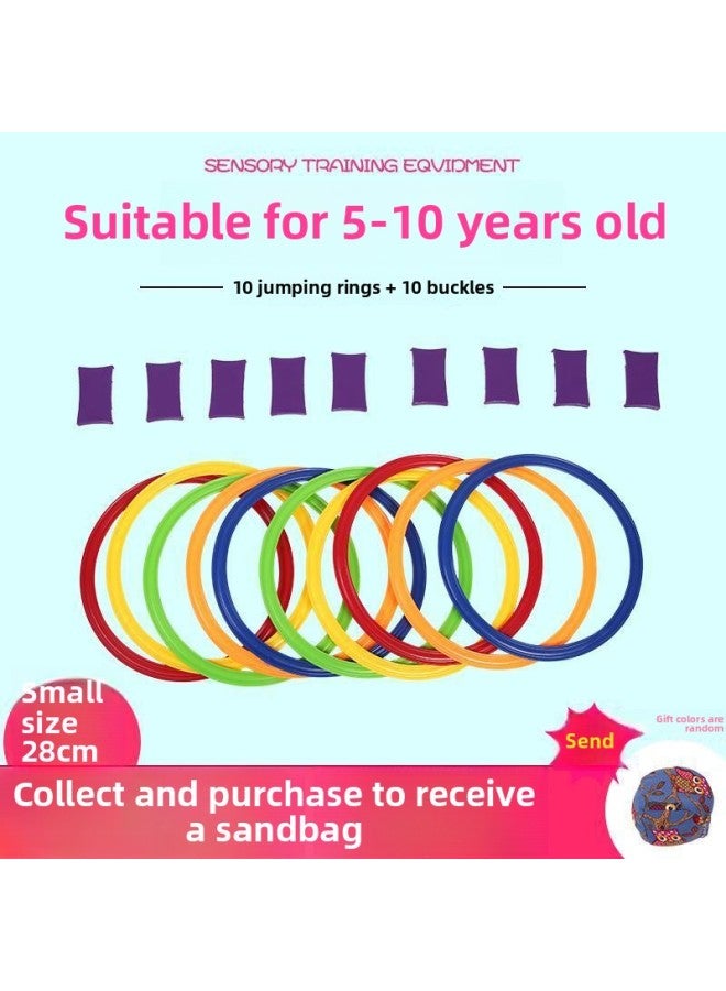 Agile Circle Children's Kindergarten Jumping Circle Ring Coordination Body Energy Ring Taekwondo Football Training Equipment Training Circle-Color:Small Hopscotch +250g Round Sandbag - Image 1