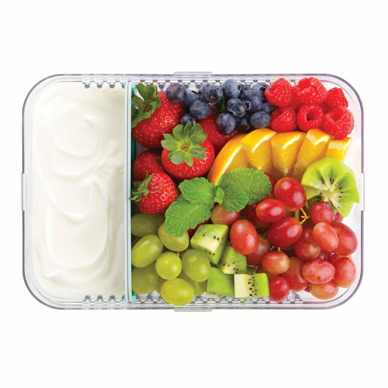 PackIt Mod Large Bento Food Storage Container  Mint  Shatterproof Crystal Clear Base  with Leak-resistant Dividers  Lid  Microwavable  Dishwasher Safe  Designed for Storing Large Meals and Leftovers - Image 4