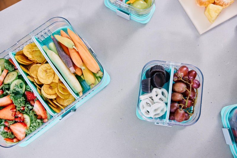 PackIt Mod Large Bento Food Storage Container  Mint  Shatterproof Crystal Clear Base  with Leak-resistant Dividers  Lid  Microwavable  Dishwasher Safe  Designed for Storing Large Meals and Leftovers - Image 5