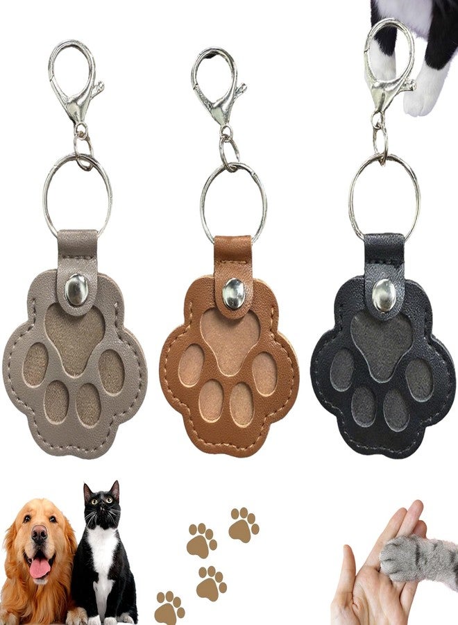 Treayes 3 Pcs Dog Fur Storage Keychain, Cute Leather Paw Keychain Pet Hair Keepsake Keyring, Unique Memorial Collection Key Chain, Pet Memorial Gifts for Bag Purse Paw Charm Key Holder(Gray,Black,Brown) - Image 1