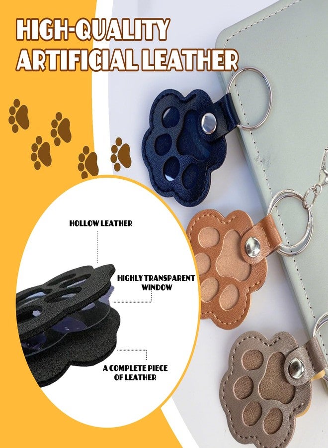 Treayes 3 Pcs Dog Fur Storage Keychain, Cute Leather Paw Keychain Pet Hair Keepsake Keyring, Unique Memorial Collection Key Chain, Pet Memorial Gifts for Bag Purse Paw Charm Key Holder(Gray,Black,Brown) - Image 5