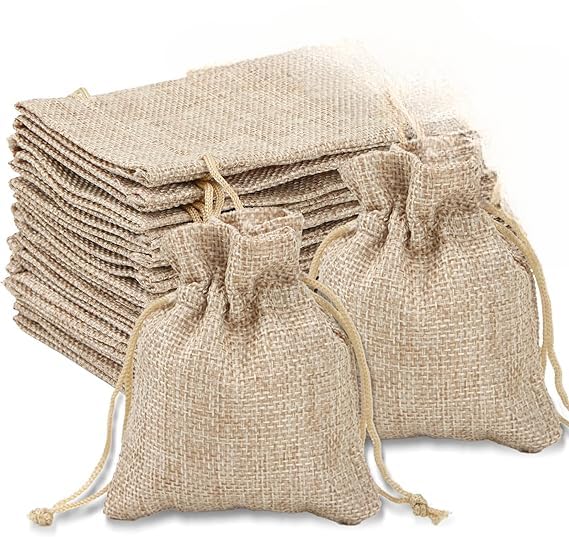 VINTAGER Jute 10 Pcs Burlap Bags With Drawstring Party Favor Bags For Wedding Decorations Storage Arts Crafts Projects Presents Snacks Jewelry Candy Christmas 3 X 4 InchBrown