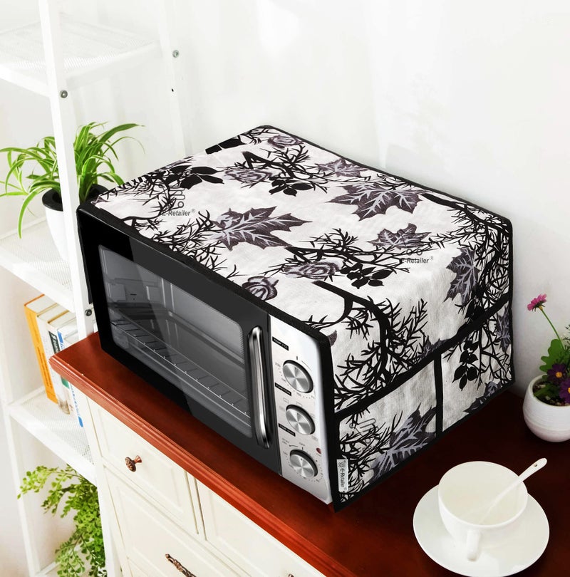 E-Retailer® Polyester 3-Layered Microwave Oven Top Cover With 4 Utility Pockets Suitable for Upto 30 Liter (Color- Black, Size-36x14 Inches) - Image 1