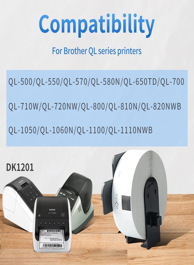 AYMSous 6 Pack DK-1201 Die-Cut Standard Address Label (1-1/7" x 3-1/2" /29mm x 90mm) with 6 Refillable Cartridges Replacement for Brother DK-1201 for QL-500 QL-560 QL-570 QL-650TD QL-710W QL-800 - Image 3
