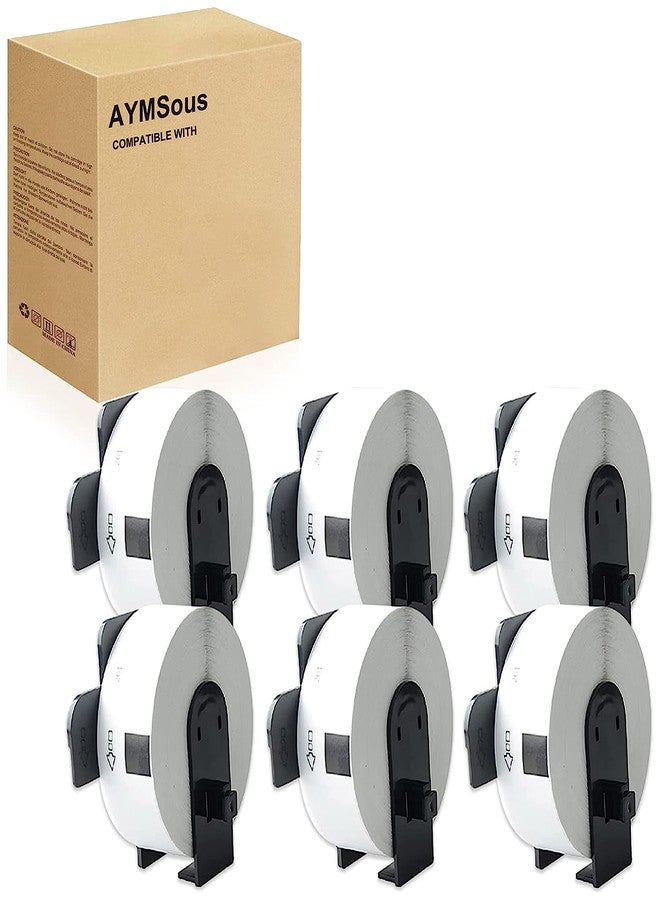 AYMSous 6 Pack DK-1201 Die-Cut Standard Address Label (1-1/7" x 3-1/2" /29mm x 90mm) with 6 Refillable Cartridges Replacement for Brother DK-1201 for QL-500 QL-560 QL-570 QL-650TD QL-710W QL-800 - Image 1