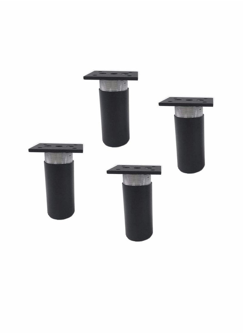 KASTWAVE - 4-Pack Aluminum Alloy Furniture Cabinet Adjustable Feet Metal Round Sofa Bed Foot Legs Support with Screws, 3-Inch Height 1.5-Inch Diameter, Black - Image 1