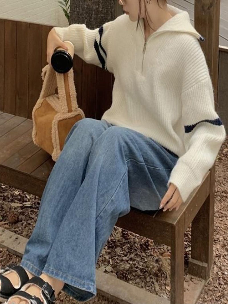 YUNIQEE سويت شيرت أبيض بأكمام طويلة - Image 3