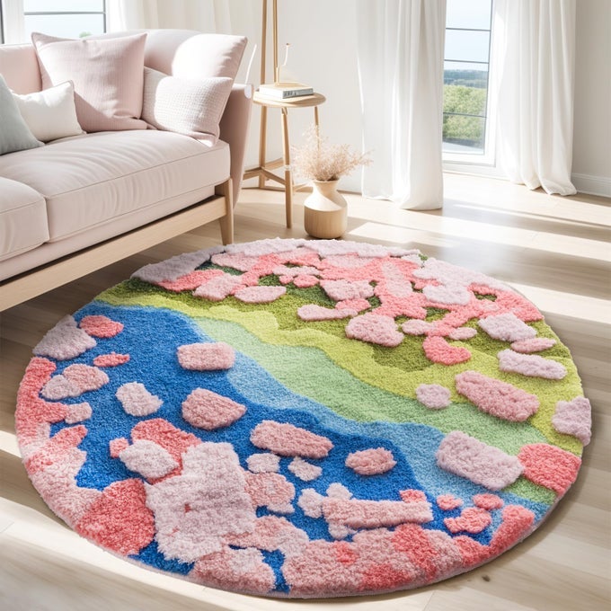 MODERN ROUND AREA RUG PINK MOSS AESTHETIC RUG FOR BEDROOM NONSLIP THROW SHAG FLUFFY CARPET WASHABLE CIRCLE RUG FOR KIDS ROOM GIRLS BABY LIVING ROOM HOME DORM DECOR4X4FT