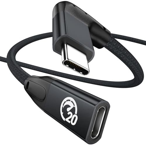 UseBean Right Angle USB C Extension Cable 1.6FT, 90 Degree USB-C 3.2 Gen 2 20Gbps Male to Female Type C 4K Video Extender Cord, for USBC Hub, MacBook, iPad Pro/Air/Mini, Galaxy S25/S24, iPhone 16 15 - Image 1