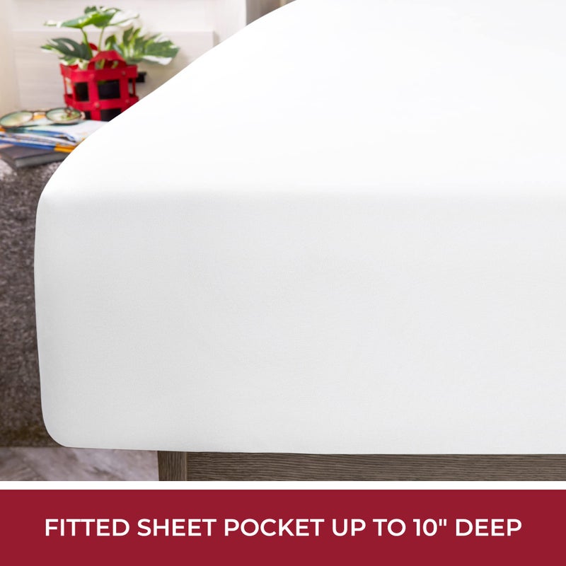 Mellanni RV Short Queen Sheets - 4 PC Iconic Collection Bedding - Hotel Luxury, Extra Soft, Cooling Bed Sheets - Deep Pocket up to 10 inch (RV/Short Queen, White) - Image 4