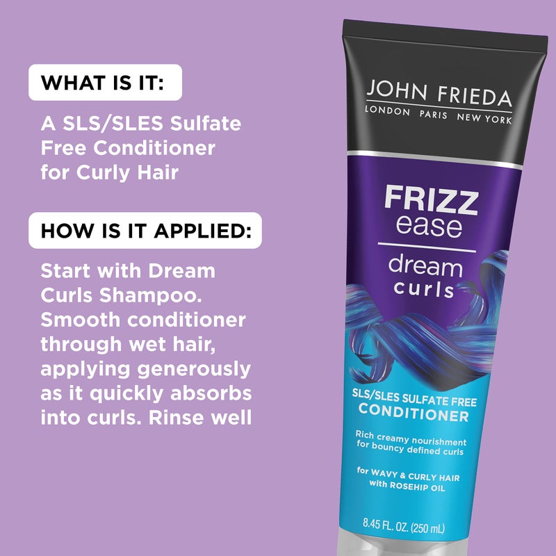John Frieda Frizz Ease Dream Curls Conditioner, Hydrates and Defines Curly, Wavy Hair, Helps Control Frizz, SLS/SLES Sulfate Free, Enhances Natural Curls, 8.45 Fluid Ounces - Image 5