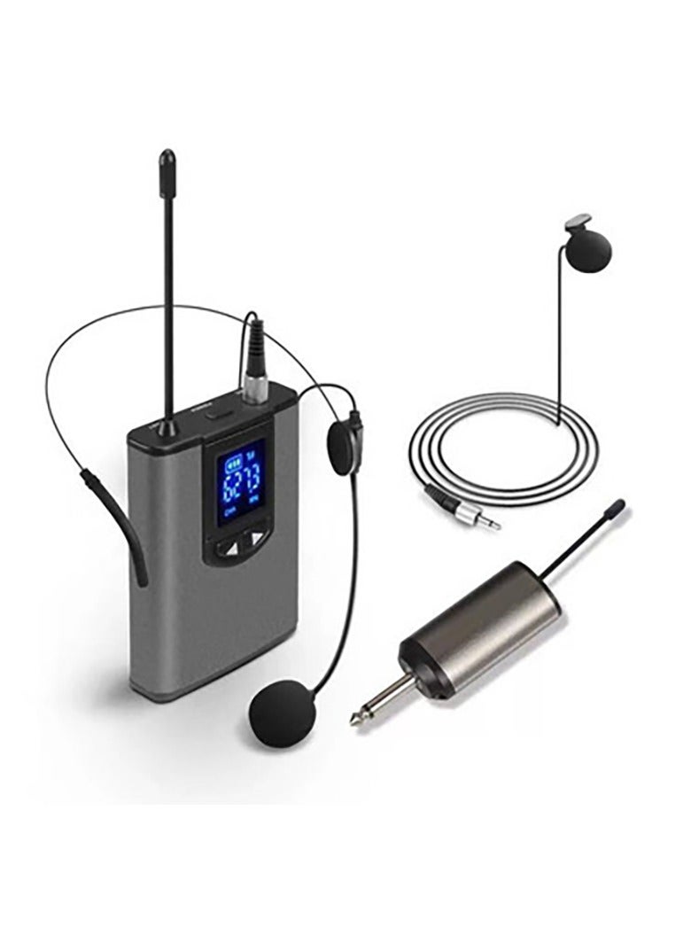 Portable Wireless Headset Microphone Lavalier Mic System Teaching Speech Interview Vlog Live Recording for iPhone Android PC (One to one headband and tie clip)  - Image 1