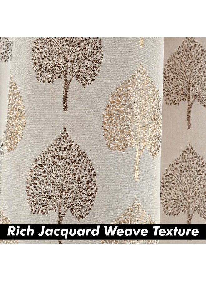 Yellow Weaves Yellow Weaves Rich Jacquard Fabric Curtains for Long Door, Lilac Leaf, 9 Feet, Pack of 1, Beige Brown - Image 4