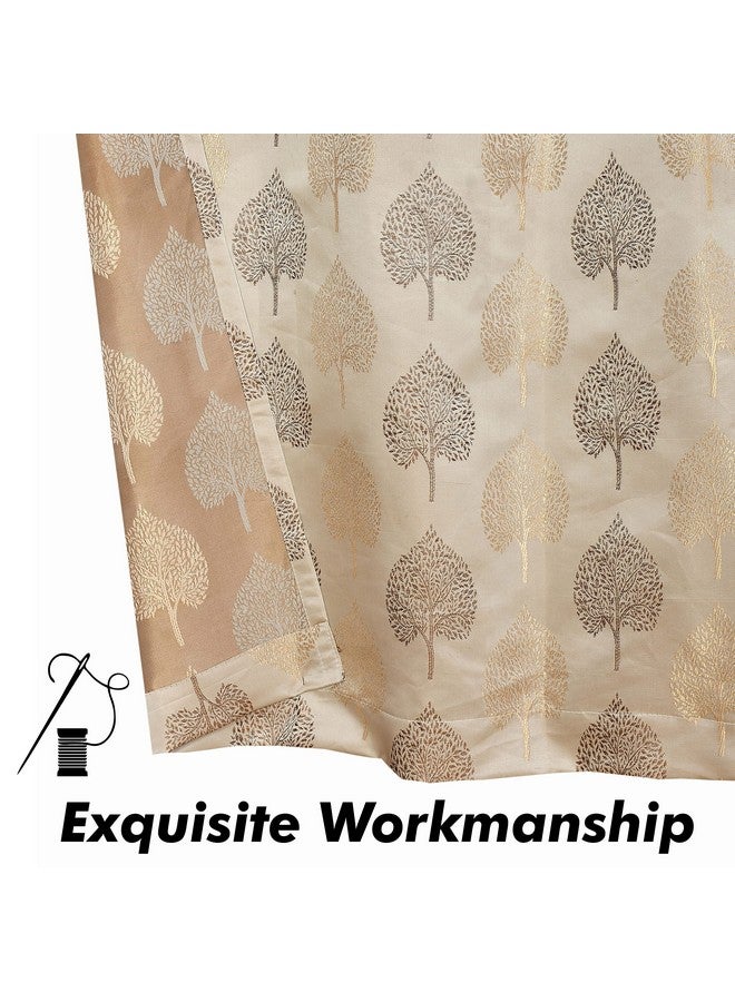 Yellow Weaves Yellow Weaves Rich Jacquard Fabric Curtains for Long Door, Lilac Leaf, 9 Feet, Pack of 1, Beige Brown - Image 5