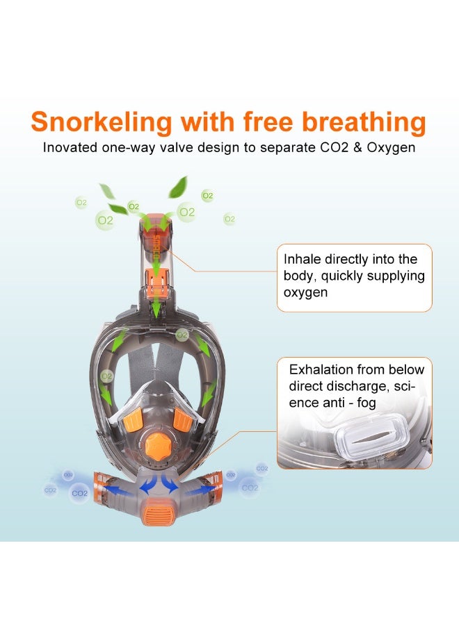 SMACO Full Face Snorkel Mask with Scuba Tank Compatibility – 180° Wide View, Anti-Fog, Waterproof, Smooth Breathing, CO₂ Separation, Camera Holder | Snorkeling Gear（Without gas cylinder） - Image 3
