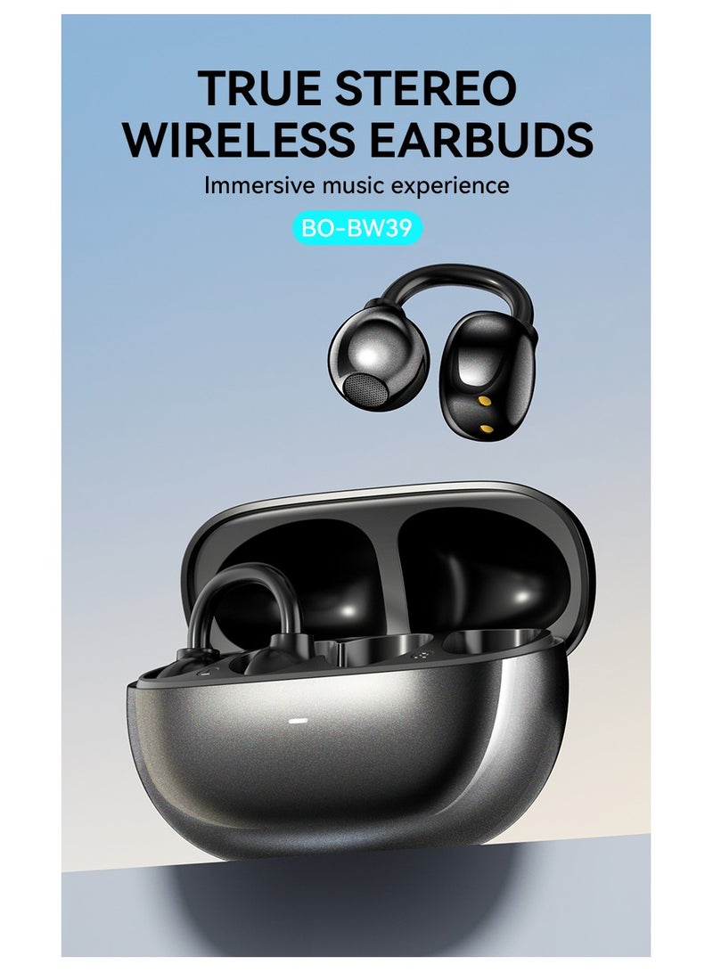 BWOO Open Ear Clip-On Earbuds With Anti-Drop Design Bt V5.3 Black - Image 2