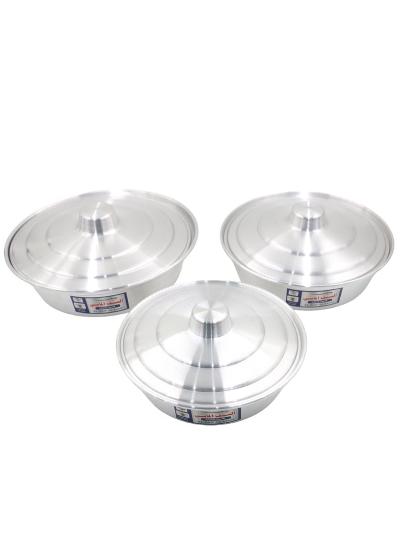 SAIF A set of 3 pieces of aluminum Round oven trays with a lid - Image 4