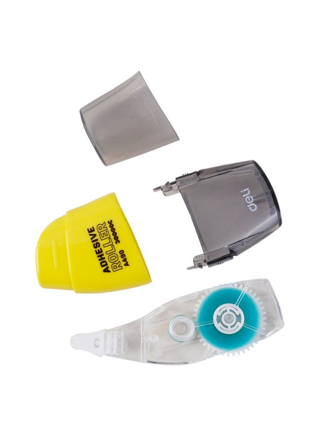 Deli EA49011 STICK UP BOPP+Glue Adhesive Roller, Transparent Glue, Yellow & Black Shell – 1PCS/Blister Card for Crafts & Office Use - Image 2