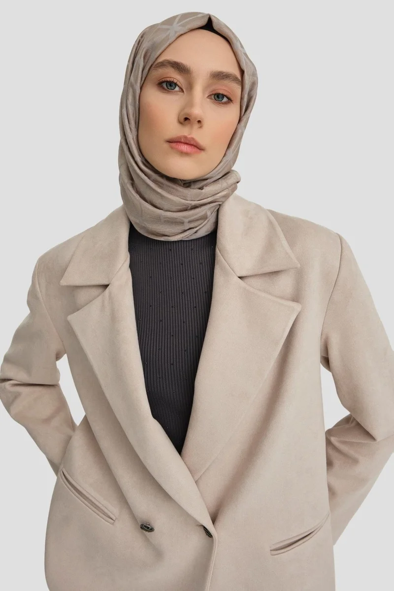 ARMINE جاكيت بليزر من جلد الغزال بيج