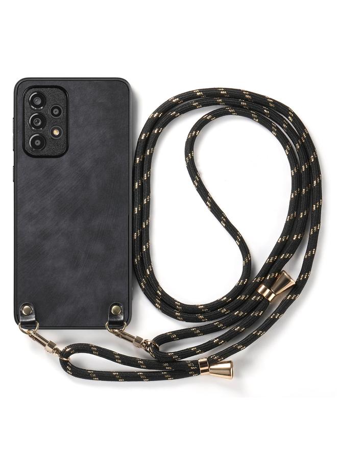 S-TOP Case For Samsung Galaxy A50 / A50s Vintage Leather PC Back Cover Phone Case with Crossbody Strap - Image 2