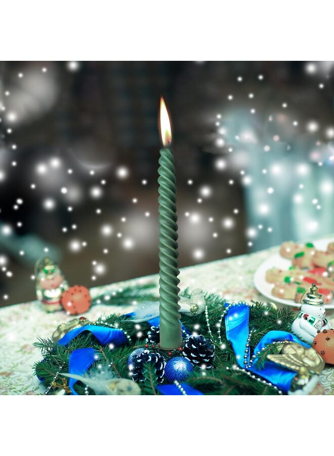 يُسلِّم 16 شمعة مدببة، 10 بوصات، بدون رائحة أو دخان، مناسبة للمنزل، وحفلات الزفاف، وأعياد الميلاد، وديكور المنزل؟ أخضر؟ - Image 2