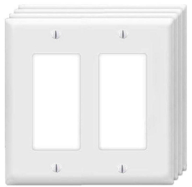 ZEFTV Decorator Wall Plates 2-Gang Switch Outlet Electrical Cover Plate Unbreakable Thermoplastic Faceplate for Light Receptacle Outlet Switch, White (4 Pack) - Image 1