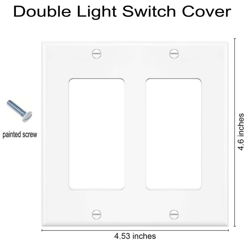 ZEFTV Decorator Wall Plates 2-Gang Switch Outlet Electrical Cover Plate Unbreakable Thermoplastic Faceplate for Light Receptacle Outlet Switch, White (4 Pack) - Image 3
